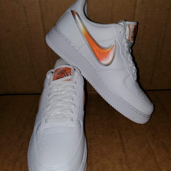 air force 1 low oversized swoosh white orange peel